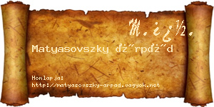Matyasovszky Árpád névjegykártya
