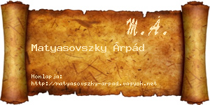 Matyasovszky Árpád névjegykártya